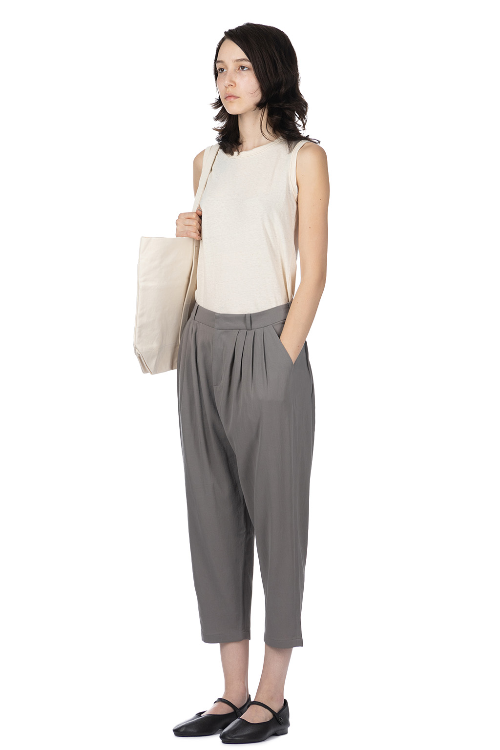 Evam Eva - Cotton Tuck Pants - Grey